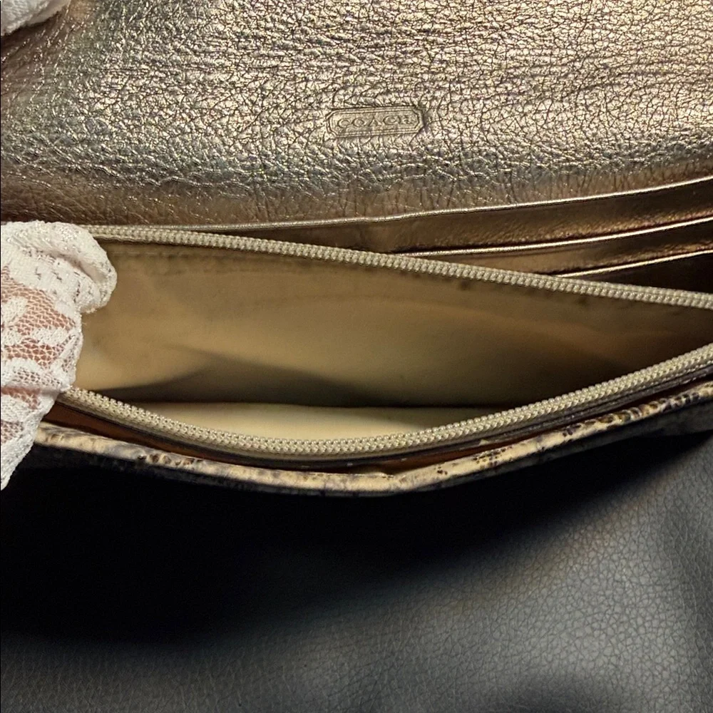 Coach Python Embossed Leather Flap Continental Wallet in GUC